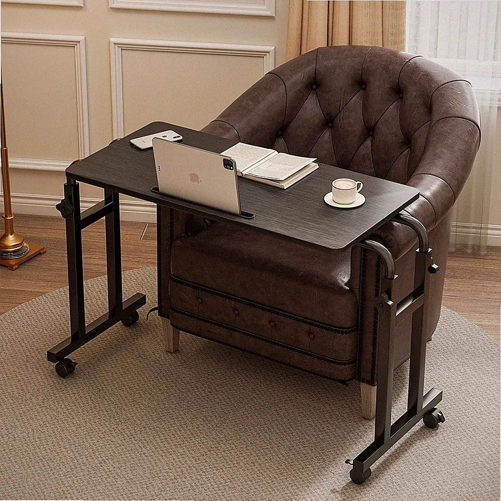 Adjustable Overbed Recliner Table with Wheels - Heavy Duty Laptop Stand Tray