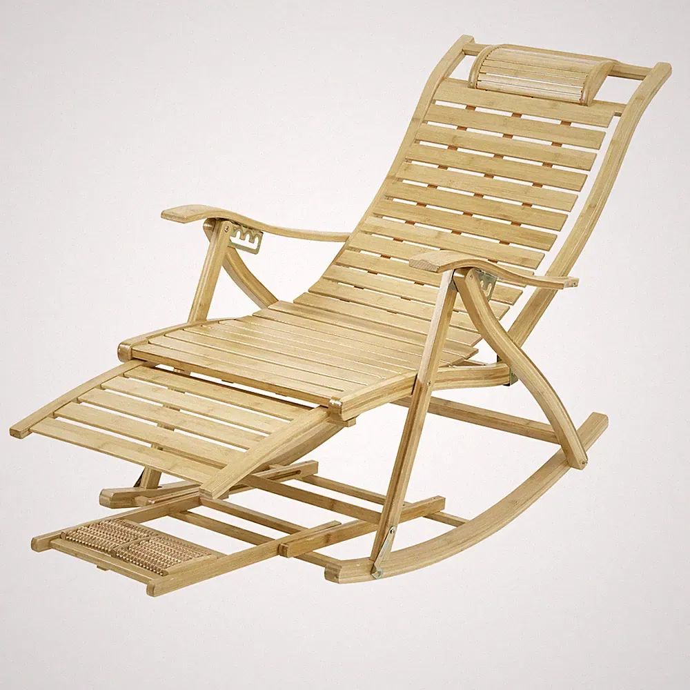 Bamboo Rocking Chair Lengthen Arm Chair Indoor Outdoor Balcony Relaxing Recliner