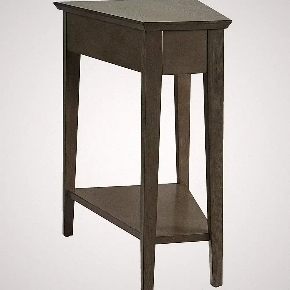 Favorite Finds 24 In. Smoke Gray Solid Wood Recliner Wedge Table