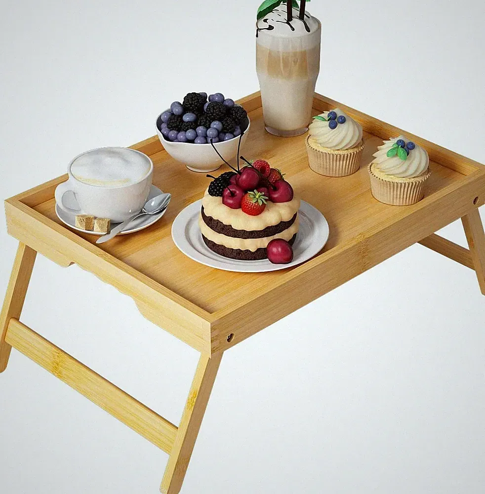 Folding Wooden Breakfast Bed Trays Lap Tables For Eating In Recliner TV Adults