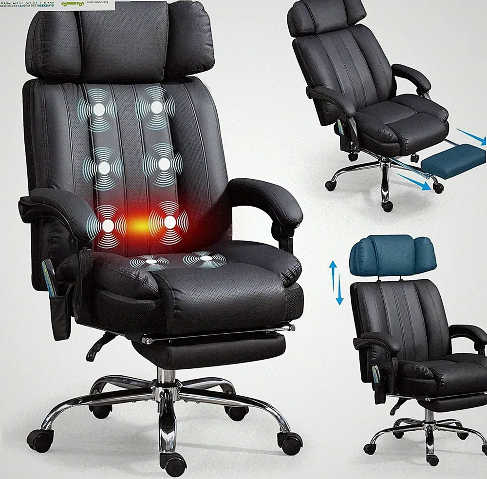Massage Office Chair with Heat and 8 Vibration Points Big and Tall Executive Off