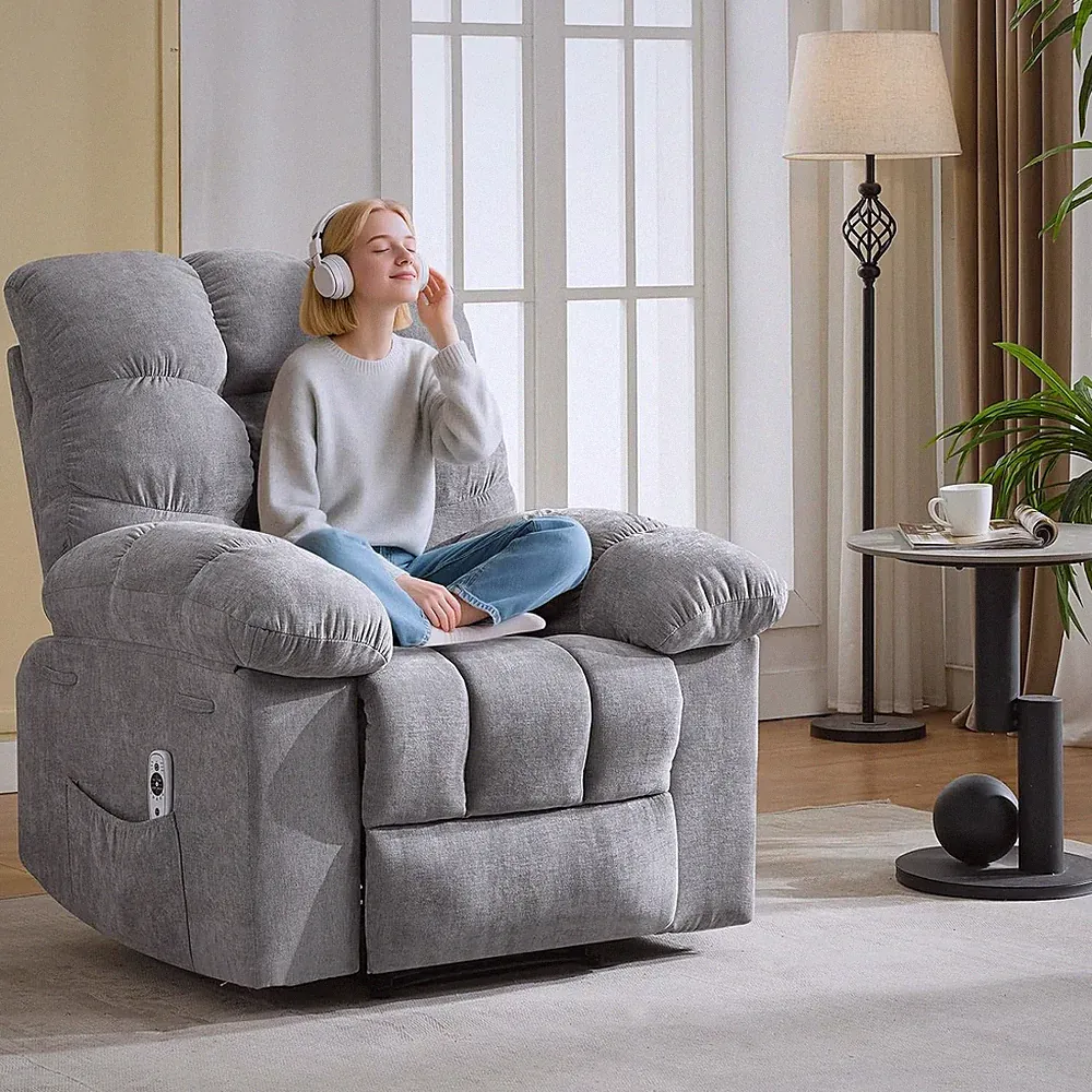 Massage Recliner Chair Rocker Chair Rocker Chair Heat Fabric Reclining Chair NEW