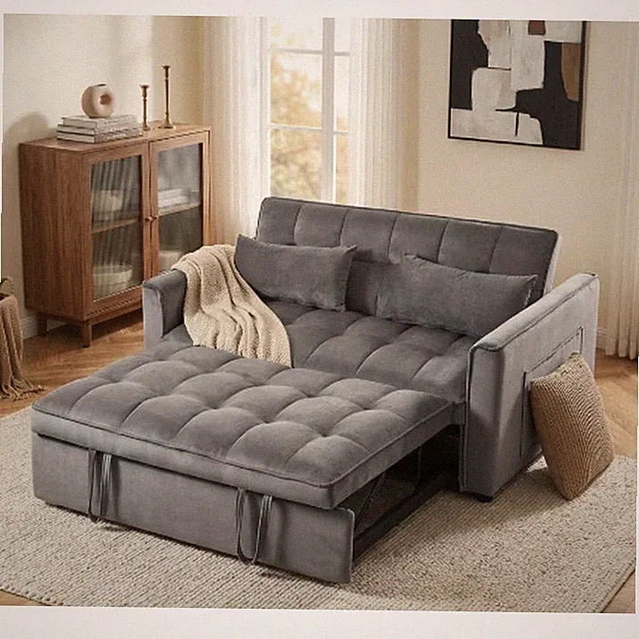 Modern Convertible Loveseat Sleeper Sofa Bed for Small Spaces - Grey