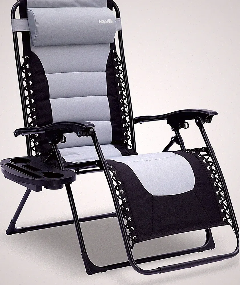 SereneLife Outdoor Adjustable and Foldable Padded Zero Gravity Lawn Chair