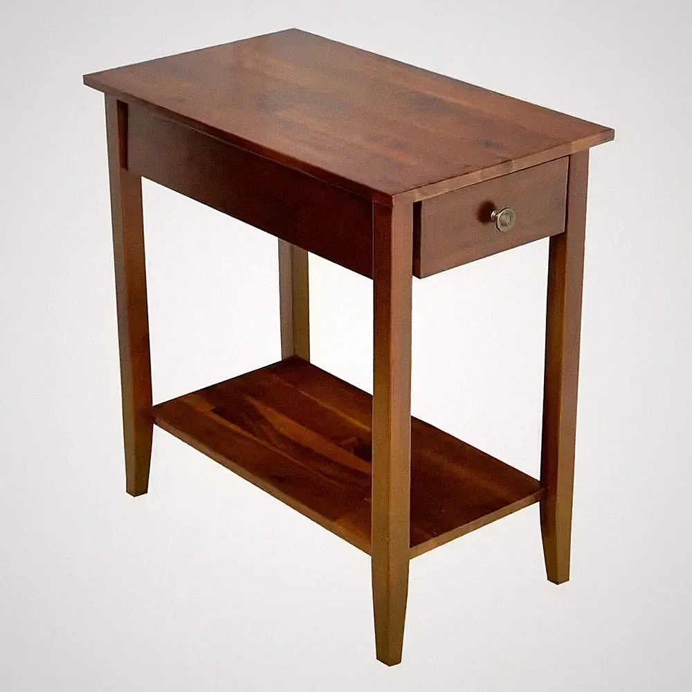 Solid Acacia Wood 23 In. Mahogany Recliner End Table