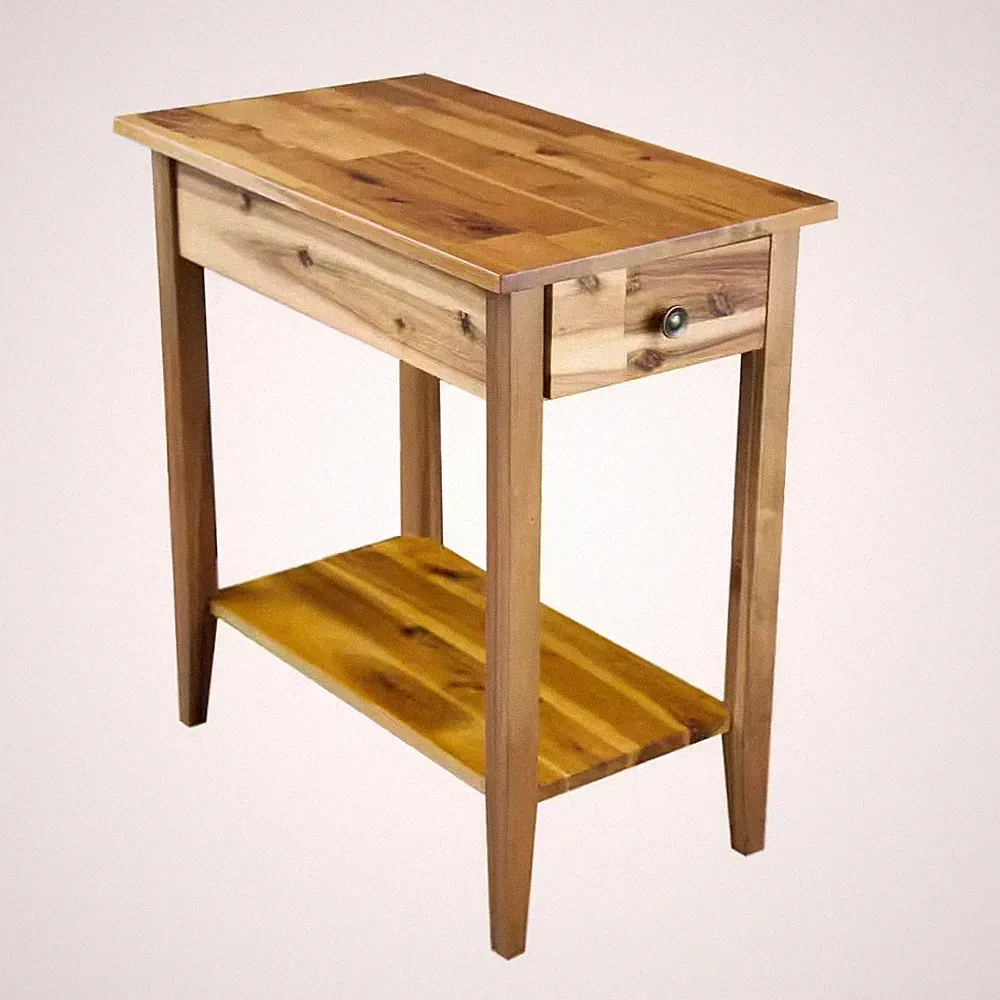 Solid Acacia Wood 23 In. Natural Recliner End Table