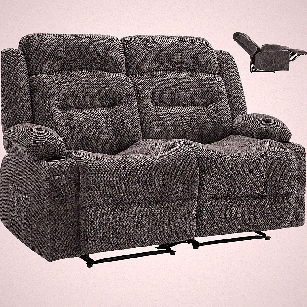 VEVOR Loveseat Recliner Sofa Manual Reclining Couch with Heating and Massage